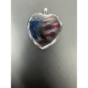 American Pride Crystal Pendant only Heart‎ 925 Silver Bradford Exchange USA